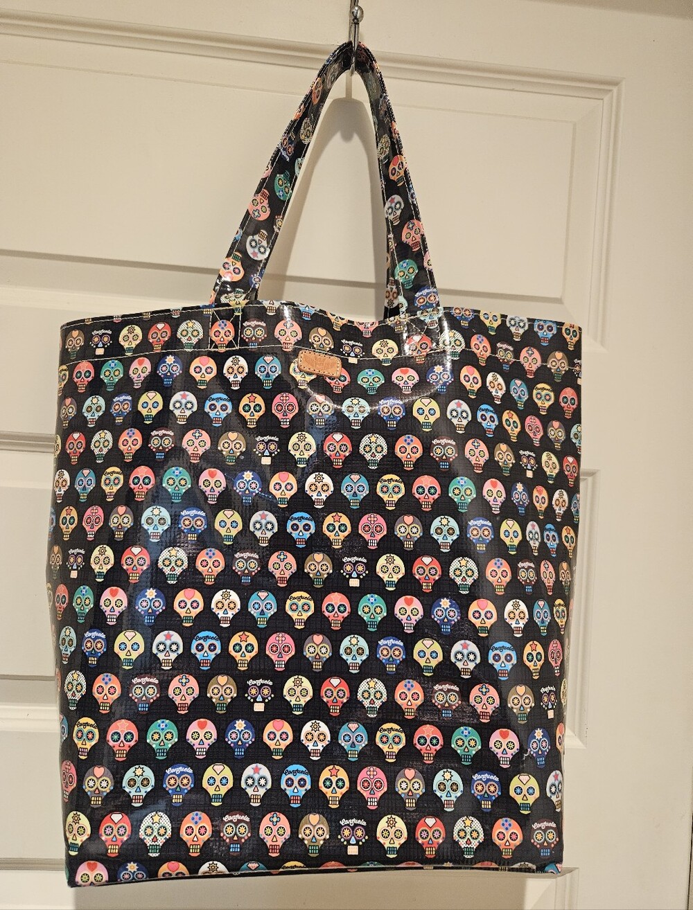 Black Multi-Color Sugar Skull Tote Bag